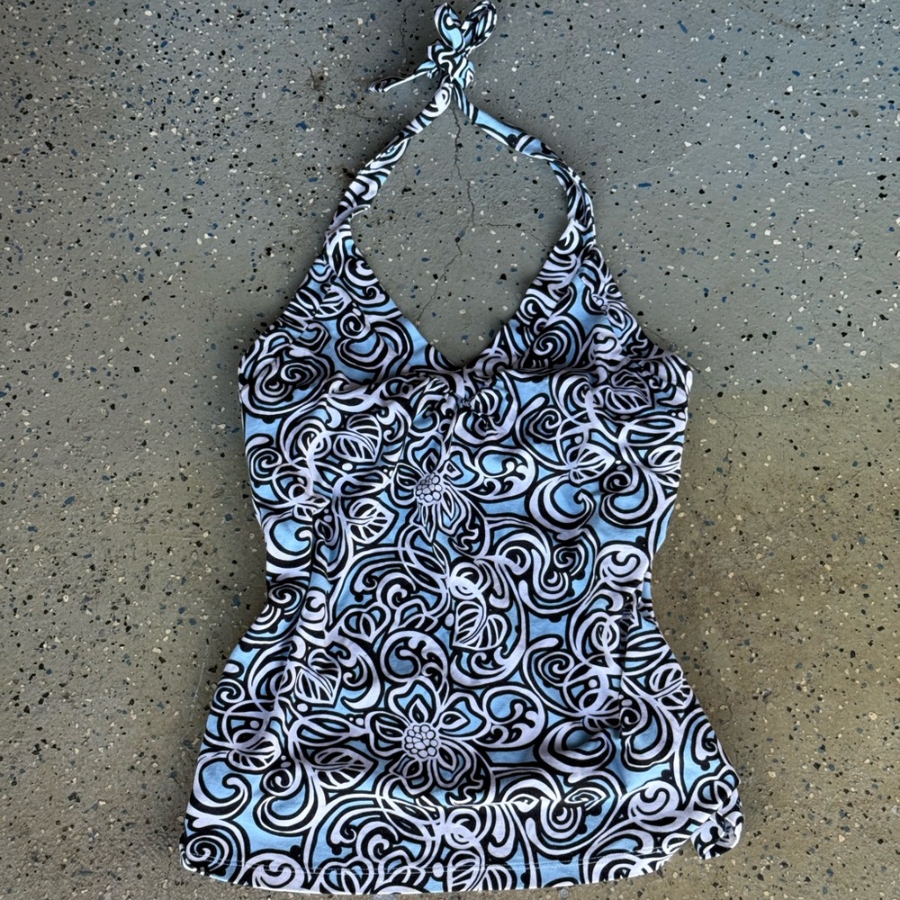 Liz Claiborne Black and White Patterned Tank Top